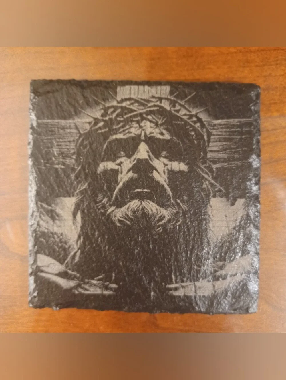 Black Religious Icon Slate Coaster